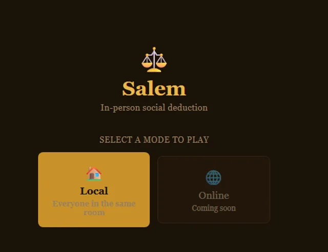 Salem — mode select screen